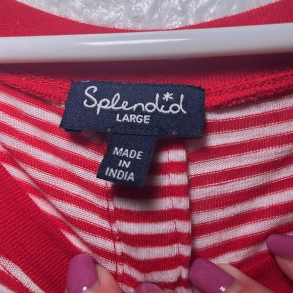 Splendid Red Striped Women's Top with back button size large - Picture 3 of 8